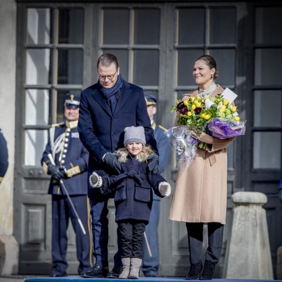 Céremonie en l'honneur de la princesse Victoria de Suède le jour de la Sainte Victoria au palais Royal en présence de son mari le prince Daniel de Suède et de la princesse Estelle à Stockholm le 12 mars 201712/03/2017 - Stockholm