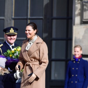 Céremonie en l'honneur de la princesse Victoria de Suède le jour de la Sainte Victoria au palais Royal en présence de son mari le prince Daniel de Suède et de la princesse Estelle à Stockholm le 12 mars 201712/03/2017 - Stockholm