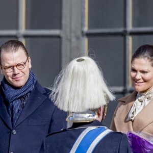 Céremonie en l'honneur de la princesse Victoria de Suède le jour de la Sainte Victoria au palais Royal en présence de son mari le prince Daniel de Suède et de la princesse Estelle à Stockholm le 12 mars 201712/03/2017 - Stockholm