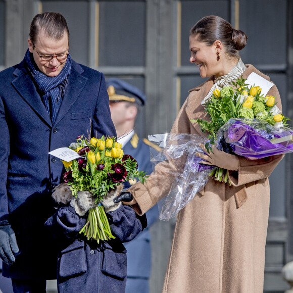 Céremonie en l'honneur de la princesse Victoria de Suède le jour de la Sainte Victoria au palais Royal en présence de son mari le prince Daniel de Suède et de la princesse Estelle à Stockholm le 12 mars 201712/03/2017 - Stockholm