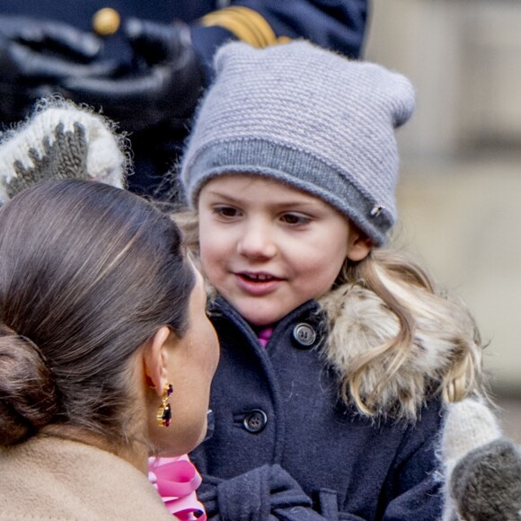 Céremonie en l'honneur de la princesse Victoria de Suède le jour de la Sainte Victoria au palais Royal en présence de son mari le prince Daniel de Suède et leurs enfants le prince Oscar et la princesse Estelle à Stockholm le 12 mars 2017 12/03/2017 - Stockholm