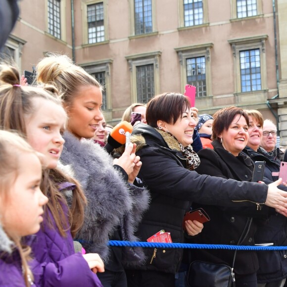 Céremonie en l'honneur de la princesse Victoria de Suède le jour de la Sainte Victoria au palais Royal en présence de son mari le prince Daniel de Suède et leurs enfants le prince Oscar et la princesse Estelle à Stockholm le 12 mars 2017 12/03/2017 - Stockholm