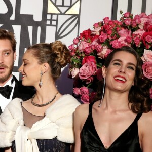 Pierre Casiraghi et sa femme Béatrice Borromeo, Charlotte Casiraghi, Juliette Maillot - 63ème Bal de la Rose sur le thème de la Sécession Viennoise, imaginé par K.Lagerfeld au profit de la Fondation Princesse Grace dans la Salle des Etoiles au Sporting Monte Carlo à Monaco, le 18 mars 2017. © Dominique Jacovides/Bestimage