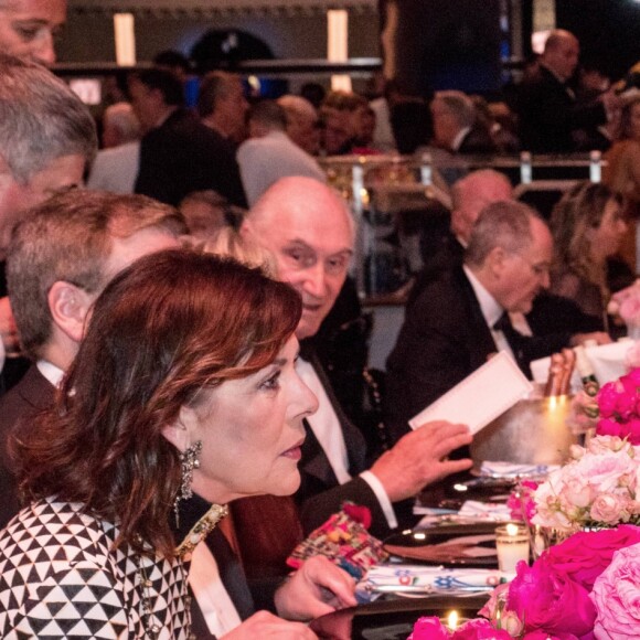 La princesse Caroline de Hanovre et Karl Lagerfeld - 63ème Bal de la Rose sur le thème de la Sécession Viennoise, imaginé par K.Lagerfeld au profit de la Fondation Princesse Grace dans la Salle des Etoiles au Sporting Monte Carlo à Monaco, le 18 mars 2017. © Gaetan Luci / Palais Princier / SBM via Bestimage