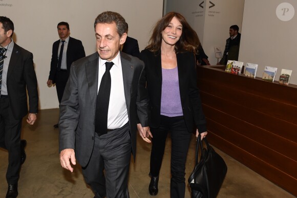Nicolas Sarkozy et sa femme Carla Bruni-Sarkozy - Présentation du nouveau livre de Marisa Bruni Tedeschi "Mes chères filles, je vais vous raconter" à Turin en Italie le 6 mars 2017.