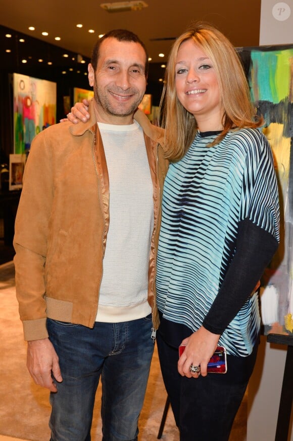 Zinedine Soualem et sa compagne Caroline Faindt lors de la soirée des "Femmes de talent" à la boutique Apostrophe à Paris, France, le 21 mars 2017.