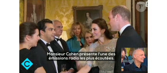 Patrick Cohen présenté au prince William et à Kate Middleton le 17 mars 2017 lors du dîner organisé à l'ambassade de Grande-Bretagne à Paris pour la visite officielle du couple princier.