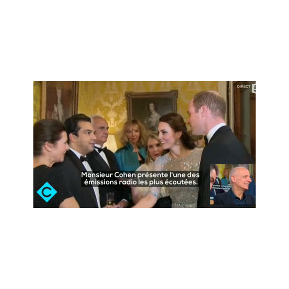 Patrick Cohen présenté au prince William et à Kate Middleton le 17 mars 2017 lors du dîner organisé à l'ambassade de Grande-Bretagne à Paris pour la visite officielle du couple princier.