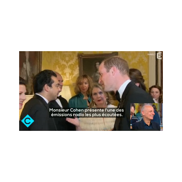 Patrick Cohen présenté au prince William et à Kate Middleton le 17 mars 2017 lors du dîner organisé à l'ambassade de Grande-Bretagne à Paris pour la visite officielle du couple princier.