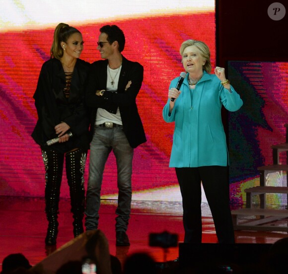 Jennifer Lopez, Marc Anthony et Hillary Clinton - Hillary Clinton lors du concert de Jennifer Lopez organisé pour soutenir sa candidature aux elections présidentielles à Miami le 29 octobre 2016