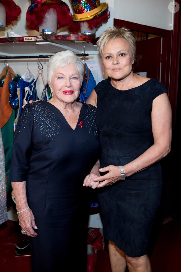 Exclusif - Muriel Robin et Line Renaud - "Tous au Moulin Rouge pour le sidaction" au Moulin Rouge à Paris le 20 mars 2017. L'émission sera diffusée sur France 2 le samedi 25 mars à 21h00. © Cyril Moreau - Dominique Jacovides / Bestimage