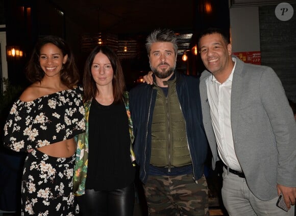 Alicia Fall, Caroline Balland, Anthony Dupray et Cartouche - Soirée d'ouverture du restaurant "Ikone" à Paris le 30 mars 2017.