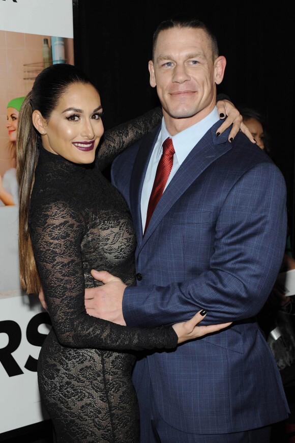 John Cena et Nikki Bella, ici à New York en décembre 2015, se sont fiancés sur le ring lors de WrestleMania 33, le 2 avril 2017 à Orlando en Floride.