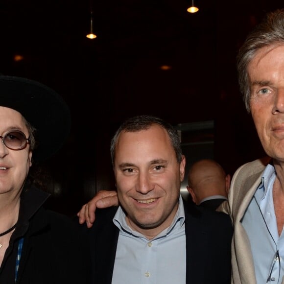 Exclusif - Marc Veyrat, Benjamin Patou (PDG de Moma Group) et Dominique Desseigne lors de la soirée d'inauguration (cocktail dînatoire) du nouveau restaurant, méditerranéen, de la salle Pleyel, le Noto, à Paris, France, le 29 mars 2017. Benjamin Patou et Cyril Colbeau-Justin ont su s'entourer des meilleurs pour Noto. L'architecte L. Gonzalez et l'instigateur du projet B. Patou ont entrecroisé leurs inspirations et leurs imaginaires pour créer Noto. Au piano, le chef P. Charvet. © Rachid Bellak/Bestimage