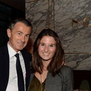 Exclusif - François Sarkozy et sa fille Katinka lors de la soirée d'inauguration (cocktail dînatoire) du nouveau restaurant, méditerranéen, de la salle Pleyel, le Noto, à Paris, France, le 29 mars 2017. Benjamin Patou et Cyril Colbeau-Justin ont su s'entourer des meilleurs pour Noto. L'architecte L. Gonzalez et l'instigateur du projet B. Patou ont entrecroisé leurs inspirations et leurs imaginaires pour créer Noto. Au piano, le chef P. Charvet. © Rachid Bellak/Bestimage