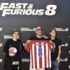 Antoine Griezmann, Vin Diesel et Filipe Luis - Photocall du film "Fast and Furious 8" à Madrid. Le 6 avril 2017.