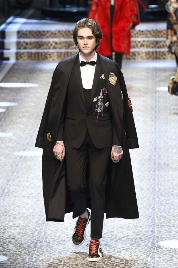 Gabriel-Kane Day-Lewis au défilé de mode prêt-à-porter automne-hiver 2017/2018 "Dolce & Gabbana" à Milan, le 26 février 2017.