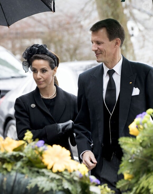 La princesse Marie de Danemark et le prince Joachim aux obsèques du prince Richard de Sayn-Wittgenstein-Berleburg à Bad Berleburg en Allemagne le 21 mars 2017.