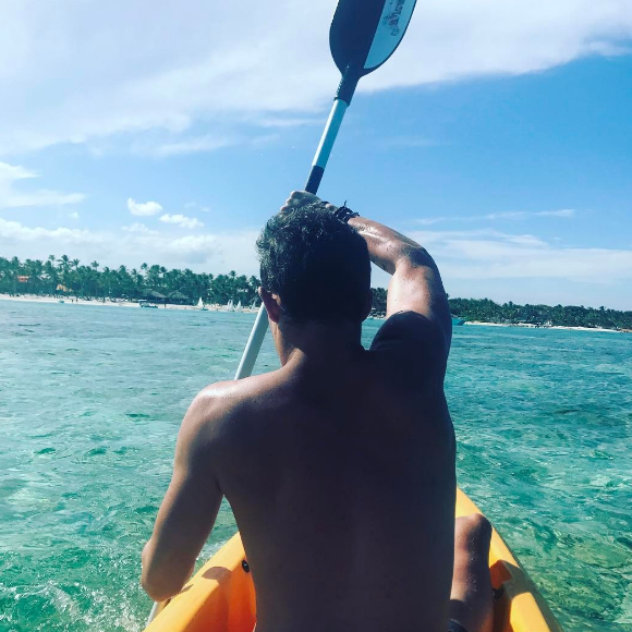 Julien Castaldi en vacances avec sa mère et son frère à Punta Cana en République domincaine. Avril 2017.