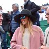 Jelena Djokovic (Ristic) enceinte assiste à la victoire de son mari N. Djokovic sur G.Simon lors du Monte Carlo Rolex Masters 2017 sur le court Rainier III du Monte Carlo Country Club à Roquebrune-Cap-Martin, le 18 avril 2017.