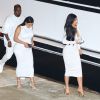 Exclusif - Kim Kardashian (enceinte), son mari Kanye West et Kylie Jenner à Marina del Rey, le 25 août 2015.