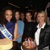 Corinne Coman (Miss France 2003), Alicia Aylies (Miss France 2017), Camille Cerf (Miss France 2015), Marine Lorphelin (Miss France 2013) et Sylvie Tellier - Alicia Aylies (Miss France 2017) fête ses 19 ans au BAM Karaoke Box Richer à Paris le 18 avril 2017.