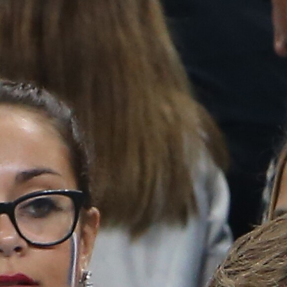 Antoine Griezmann et sa compagne Erika Choperena - Les joueurs retrouvent leur famille dans les tribunes à la fin du match de quart de finale de l'UEFA Euro 2016 France-Islande au Stade de France à Saint-Denis le 3 juillet 2016. © Cyril Moreau / Bestimage