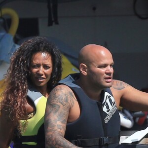 Melanie Brown (Mel B) et son mari Stephen Belafonte en vacances sur un yacht avec des amis à Ibiza le 3 Juillet 2016.