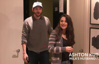 Ashton Kutcher et Mila Kunis dans une vidéo tournée fin 2016 pour le site déco "Houzz". L'actrice américaine avait fait la surprise de redécorer entièrement l'appartement de ses parents, Elvira et Mark Kunis.