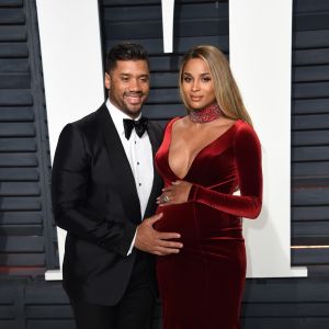 Ciara enceinte et son mari Russell Wilson - Vanity Fair Oscar viewing party 2017 au Wallis Annenberg Center for the Performing Arts à Berverly Hills, le 26 février 2017. © Chris Delmas/Bestimage
