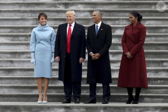 Melania Trump, Donald Trump, Barack Obama et Michelle Obama au Capitol à Washington, le 20 janvier 2017