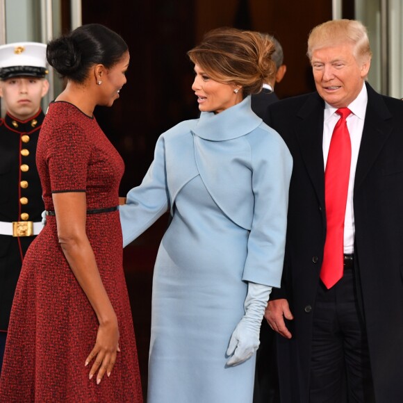 Melania Trump, Donald Trump, Barack Obama et Michelle Obama au Capitol à Washington, le 20 janvier 2017