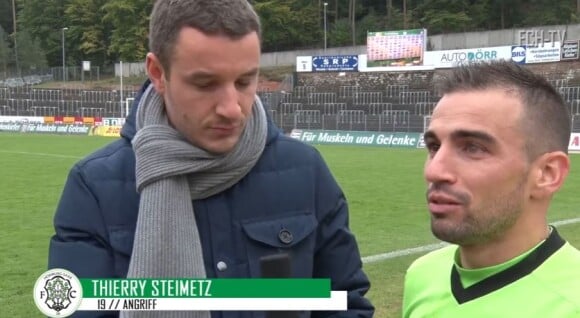 Thierry Steimetz lors d'une interview accordée pour son club, le FC Homburg, le 18 octobre 2015.