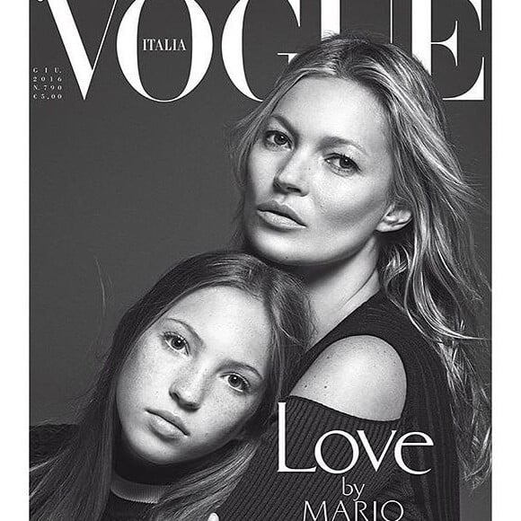 Kate et Lila Grace Moss en couverture de Vogue Italia. Numéro de juin 2016.