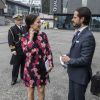 La princesse Sofia, enceinte et vêtue d'une robe & other stories, et le prince Carl Philip de Suède prenaient part le 7 mai 2017 au premier jour du 1er Forum mondial anti-harcèlement (World Anti-Bullying Forum) au Mall of Scandinavia à Stockholm.