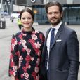 La princesse Sofia, enceinte, et le prince Carl Philip de Suède prenaient part le 7 mai 2017 au premier jour du 1er Forum mondial anti-harcèlement (World Anti-Bullying Forum) au Mall of Scandinavia à Stockholm. 