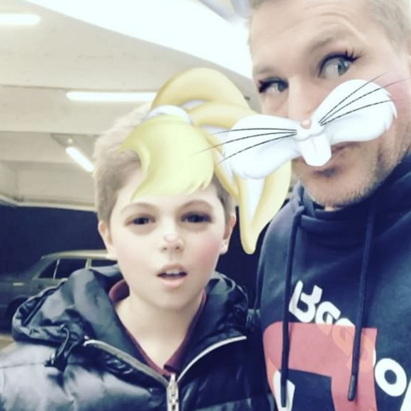 Benjamin Castaldi et son fils Enzo. Mai 2017.