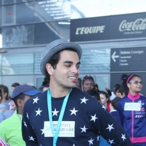 Christophe Licata, Gabin Giband, Silvia Notargiacomo - Journée Evasion au Stade de France à Saint Denis pour soutenir la candidature olympique et paralympique 2024, le 10 mai 2017. © CVS/Bestimage