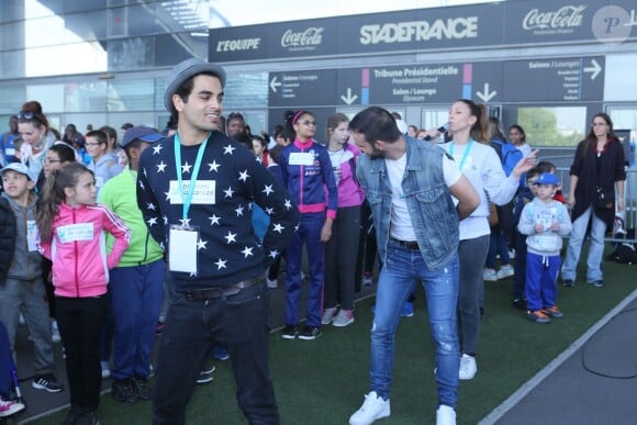 Christophe Licata, Gabin Giband, Silvia Notargiacomo - Journée Evasion au Stade de France à Saint Denis pour soutenir la candidature olympique et paralympique 2024, le 10 mai 2017. © CVS/Bestimage