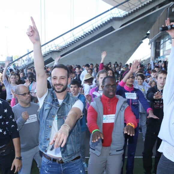 Christophe Licata, Gabin Giband, Silvia Notargiacomo - Journée Evasion au Stade de France à Saint Denis pour soutenir la candidature olympique et paralympique 2024, le 10 mai 2017. © CVS/Bestimage