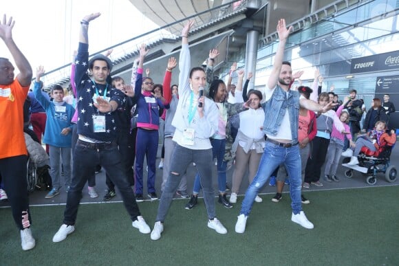 Christophe Licata, Silvia Notargiacomo, Gabin Giband - Journée Evasion au Stade de France à Saint Denis pour soutenir la candidature olympique et paralympique 2024, le 10 mai 2017. © CVS/Bestimage