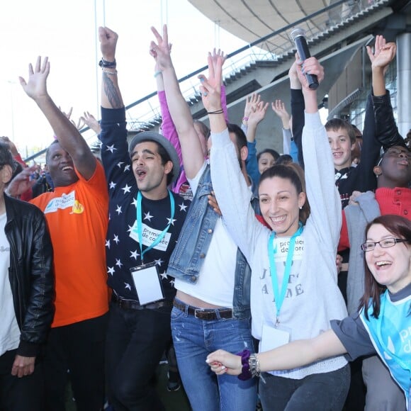 Christophe Licata, Gabin Giband, Silvia Notargiacomo - Journée Evasion au Stade de France à Saint Denis pour soutenir la candidature olympique et paralympique 2024, le 10 mai 2017. © CVS/Bestimage