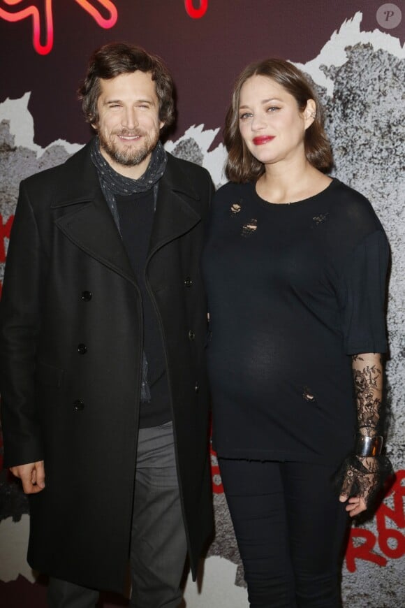 Marion Cotillard (enceinte) et son compagnon Guillaume Canet - Avant-première du film "Rock'n Roll" au Pathé Beaugrenelle à Paris le 13 février 2017.