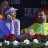 Maria Sharapova et Grigos Dimitrov lors d'un match de tennis de charité à Madrid, le 4 mai 2017