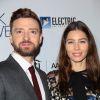 Justin Timberlake et sa femme Jessica Biel lors de la première de ''The Book of Love'' à Los Angeles, le 10 janvier 2017.