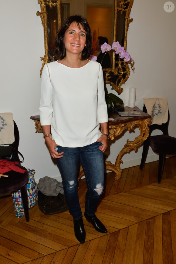 Exclusif - Estelle Denis au cocktail organisé pour le lancement de "Lucky Mum", un Concept "Kids & Pets & Family Friendly" qui s'articule autour de sweats et t-shirts à messages destinés aux mamans et à la famille. Paris, le 10 mai 2017. © Olivier Borde-Guirec Coadic/Bestimage