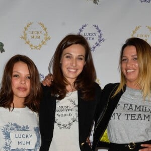 Exclusif - Séverine Ferrer, Domitille du Plessis, co-fondatrice de Lucky Mum, et Melissa Accosta au cocktail organisé pour le lancement de "Lucky Mum", un Concept "Kids & Pets & Family Friendly" qui s'articule autour de sweats et t-shirts à messages destinés aux mamans et à la famille. Paris, le 10 mai 2017. © Olivier Borde-Guirec Coadic/Bestimage