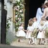 Catherine (Kate) Middleton, duchesse de Cambridge et ses enfants, la princesse Charlotte de Cambridge et le prince George de Cambridge qui sont les enfants d'honneur du mariage de Pippa Middleton et James Matthews, en l'église St Mark à Englefield, Berkshire, Royaume Uni, le 20 mai 2017.