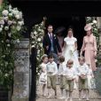 Catherine (Kate) Middleton, duchesse de Cambridge et ses enfants, la princesse Charlotte de Cambridge et le prince George de Cambridge qui sont les enfants d'honneur du mariage de Pippa Middleton et James Matthews, en l'église St Mark à Englefield, Berkshire, Royaume Uni, le 20 mai 2017.