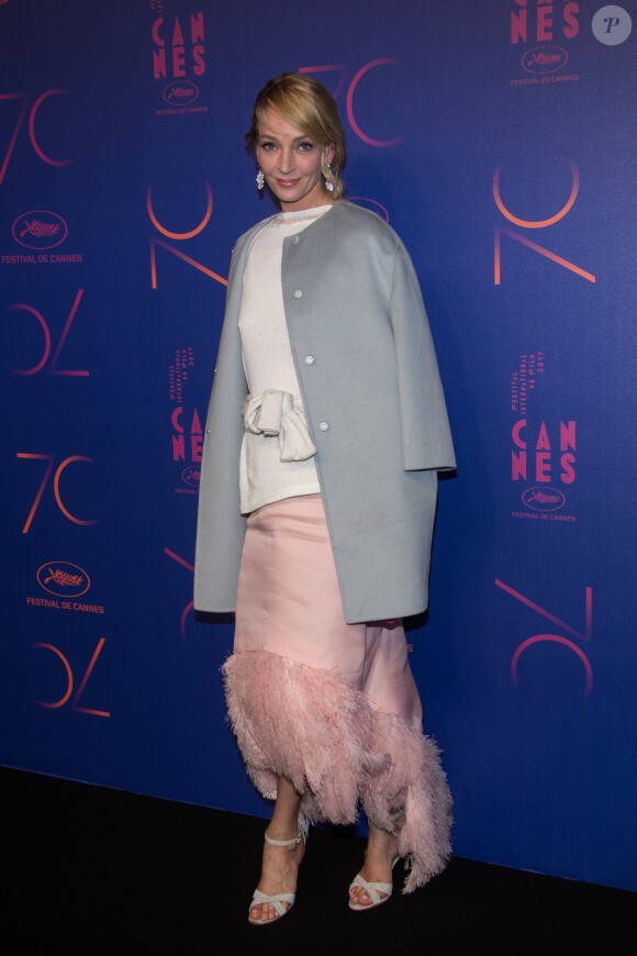 Uma Thurman - Photocall du dîner des 70 ans du Festival International du Film de Cannes. Le 23 mai 2017. © Borde-Jacovides-Moreau / Bestimage